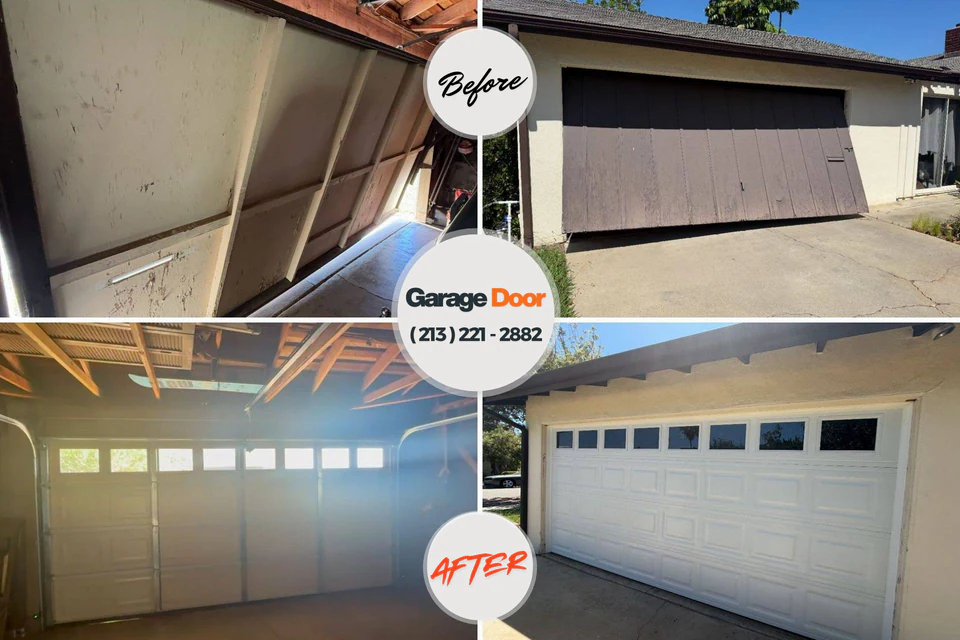 Before and after: garage door repair Haverhill, FL